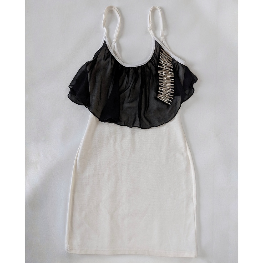 Reverse Bodycon Dress with Metal Embellishments S